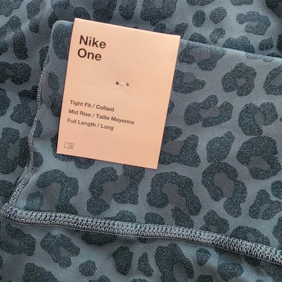 Nike One tight‎ fit mid rise full length teal green glitter leopard leggings 1X - Picture 8 of 9